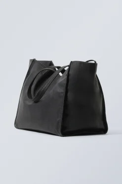 Weekday LARGE FAUX LEATHER TOTE BAG black Flash Sale