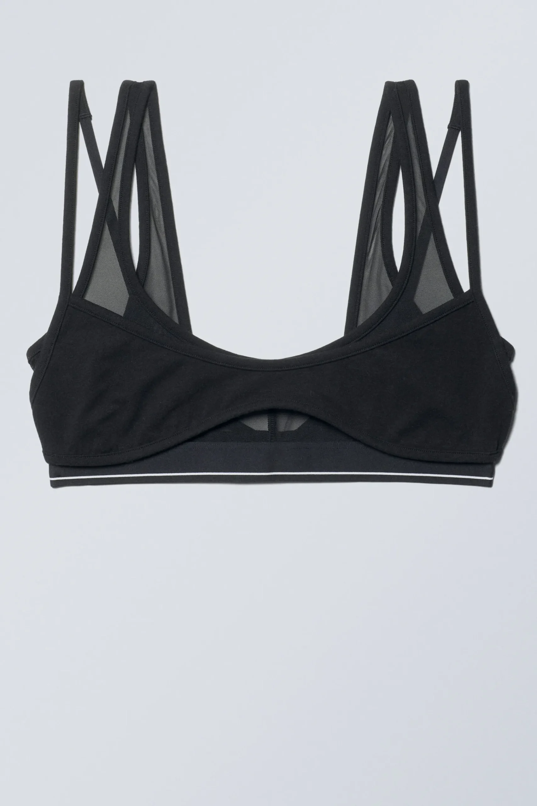 Weekday LAYERED COTTON MESH BRA black black Sale