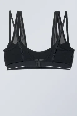 Weekday LAYERED COTTON MESH BRA black black Sale