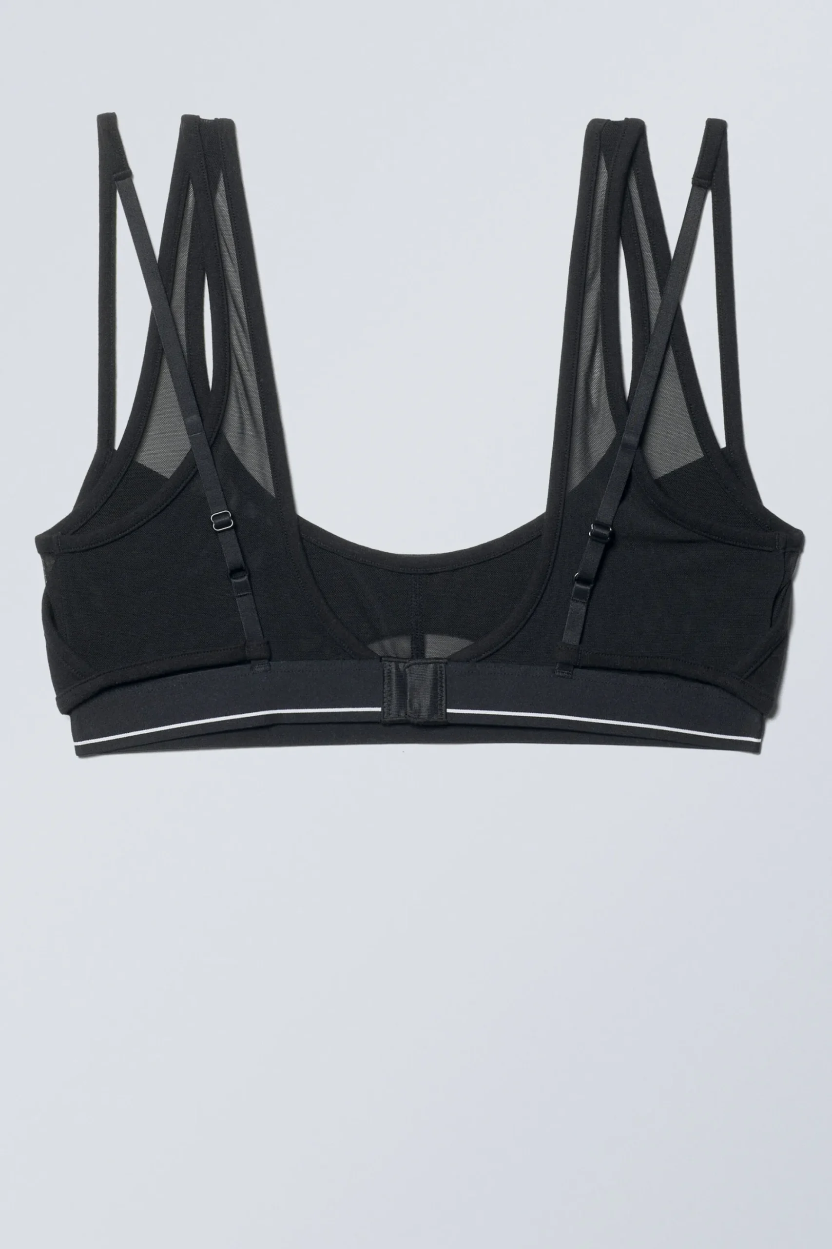 Weekday LAYERED COTTON MESH BRA black black Sale