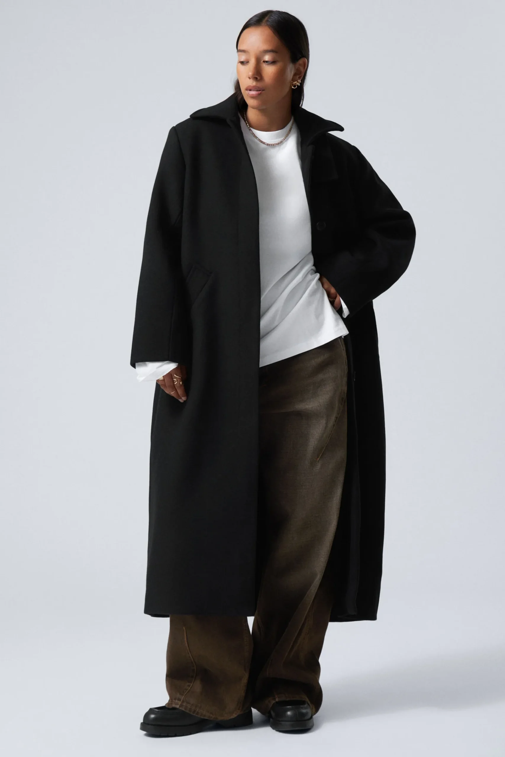 Weekday LONG OVERSIZED WOOL-BLEND COAT black Best Sale