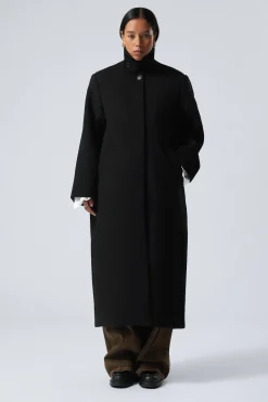Weekday LONG OVERSIZED WOOL-BLEND COAT black Best Sale