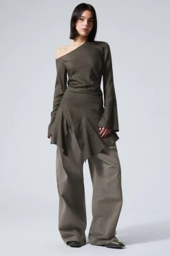 Weekday LONG-SLEEVED ASYMMETRIC MINI DRESS dark grey New