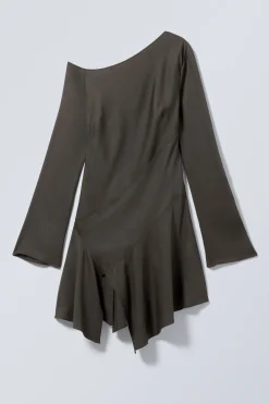 Weekday LONG-SLEEVED ASYMMETRIC MINI DRESS dark grey New