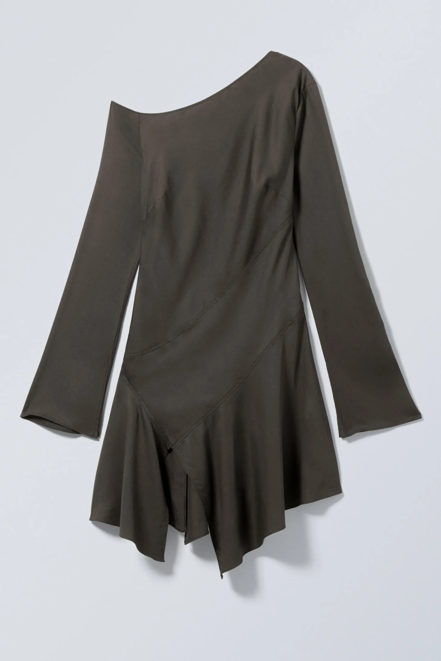 Weekday LONG-SLEEVED ASYMMETRIC MINI DRESS dark grey New