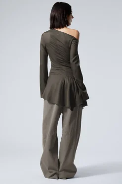 Weekday LONG-SLEEVED ASYMMETRIC MINI DRESS dark grey New