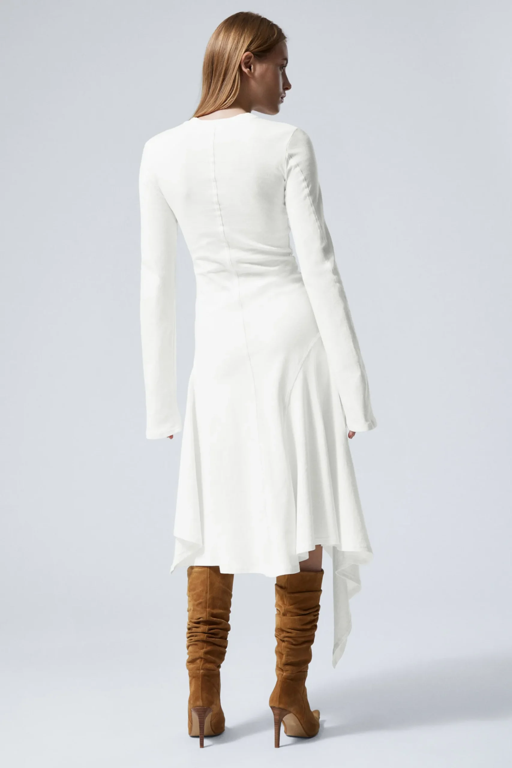 Weekday LONG-SLEEVED ASYMMETRIC MIDI DRESS white Online