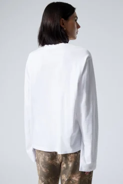 Weekday LONG-SLEEVED BOXY COTTON T-SHIRT white Cheap