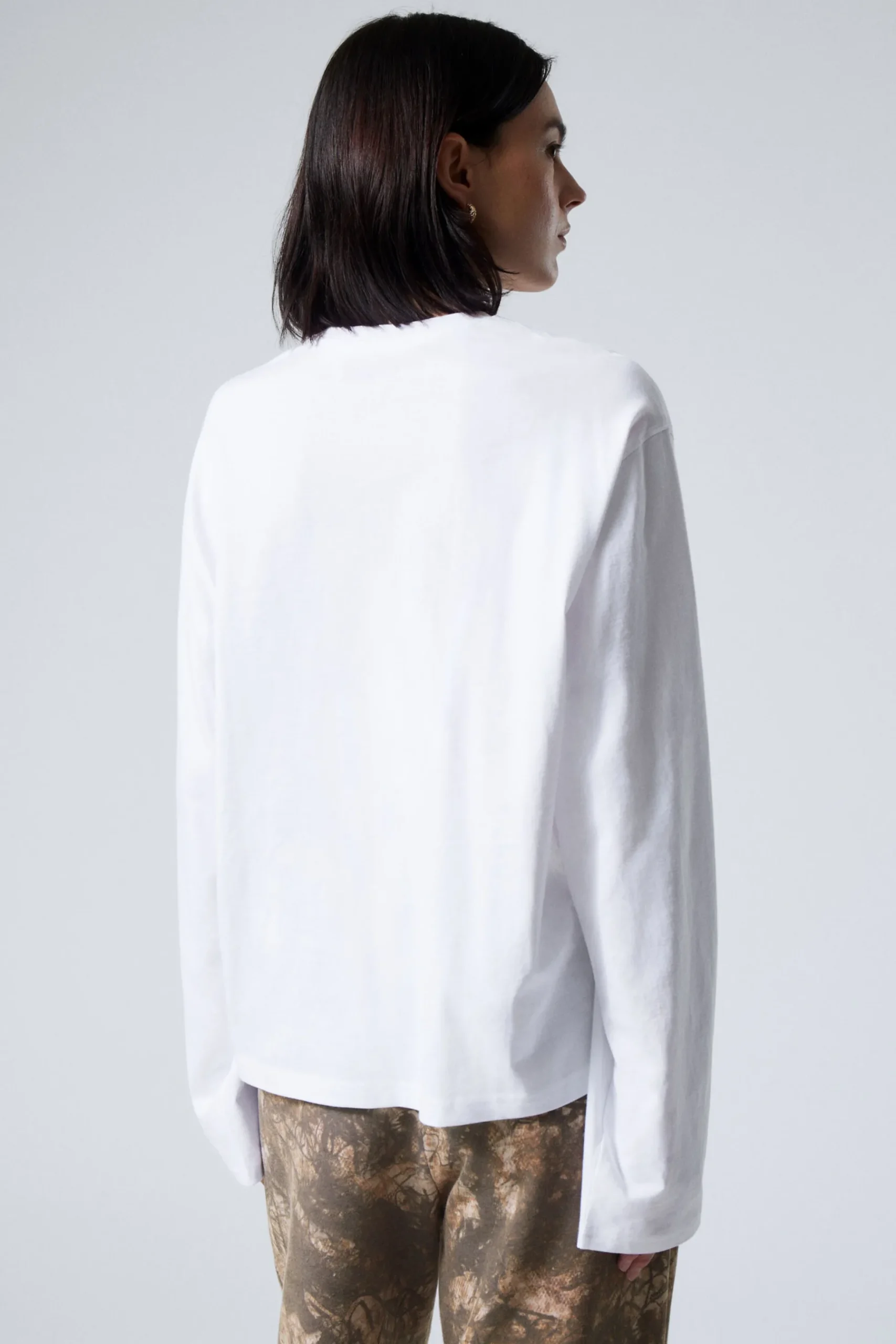 Weekday LONG-SLEEVED BOXY COTTON T-SHIRT white Cheap