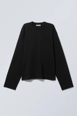 Weekday LONG-SLEEVED BOXY COTTON T-SHIRT black Online