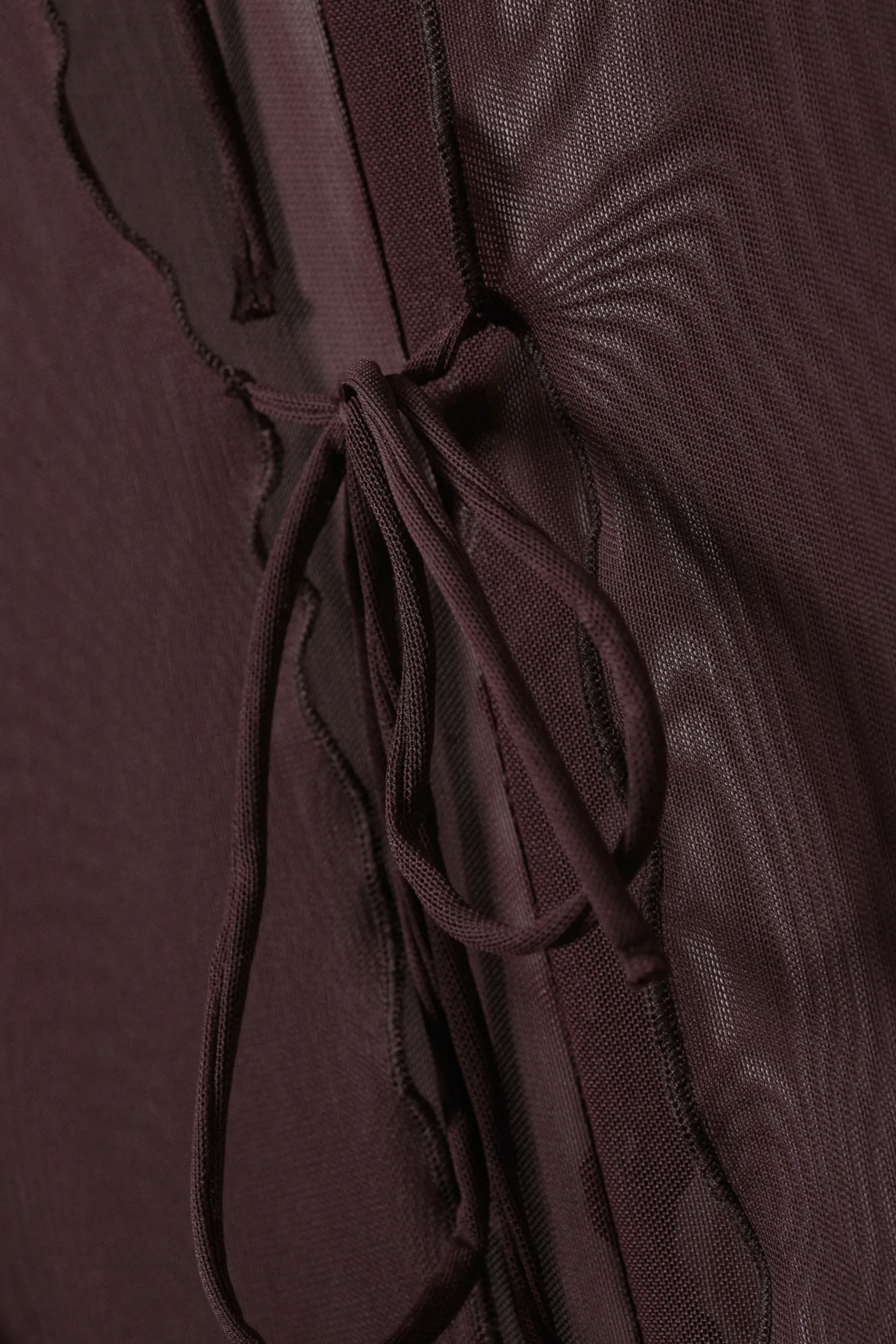 Weekday LONG-SLEEVED MESH TIE TOP dark plum Discount