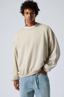 Weekday LONG-SLEEVED OVERSIZED SLOUCHY SWEATSHIRT washed dusty beige Online