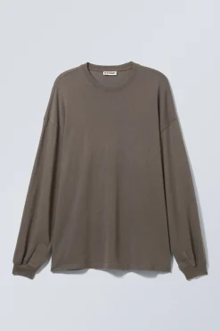 Weekday LONG-SLEEVED OVERSIZED T-SHIRT washed dark mole Shop