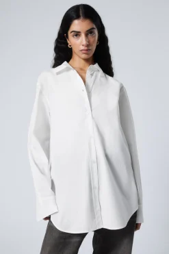 Weekday LONG-SLEEVED OXFORD COTTON SHIRT white Flash Sale