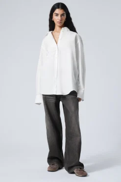Weekday LONG-SLEEVED OXFORD COTTON SHIRT white Flash Sale