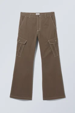 Weekday LOOSE BOOTCUT CARGO TROUSERS dark brown Discount