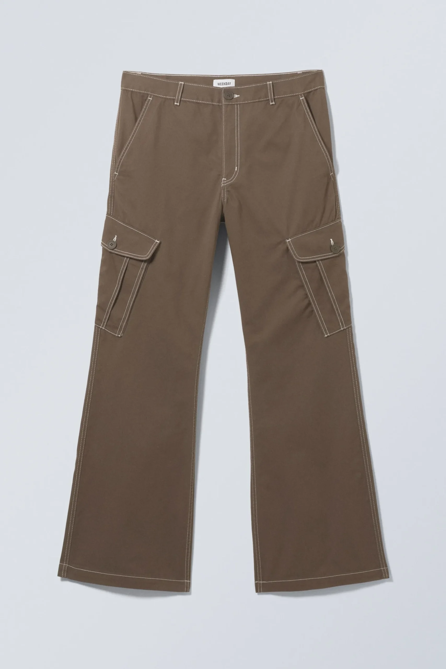 Weekday LOOSE BOOTCUT CARGO TROUSERS dark brown Discount