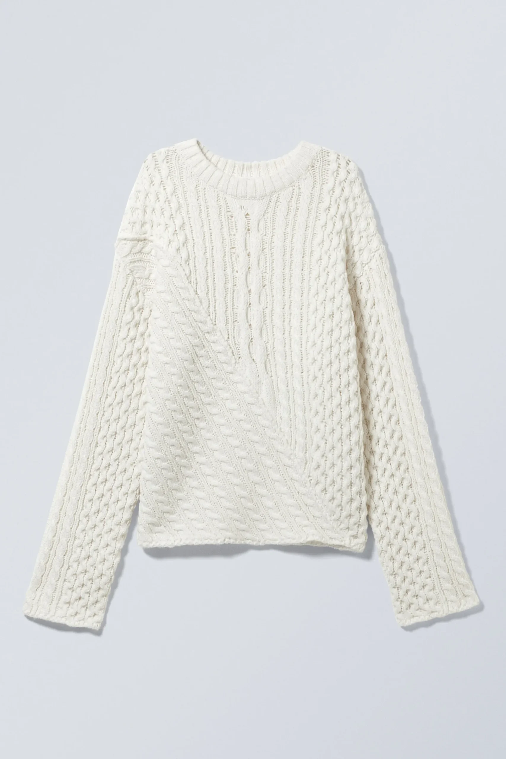 Weekday LOOSE CABLE-KNIT SWEATER white Cheap
