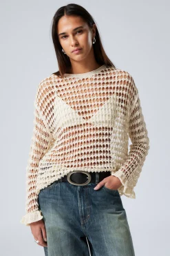 Weekday LOOSE FIT OPEN-KNIT SWEATER off-white Online
