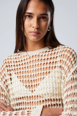 Weekday LOOSE FIT OPEN-KNIT SWEATER off-white Online