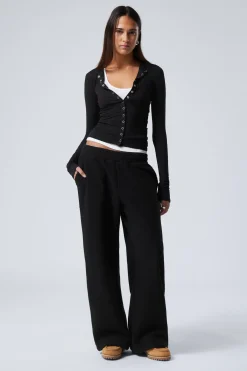Weekday LOOSE FLEECE TROUSERS black Flash Sale