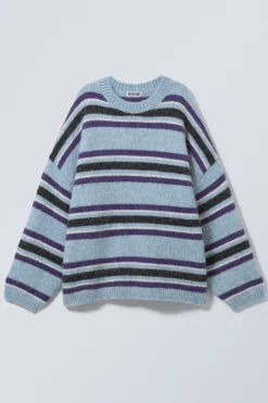 Weekday LOOSE GRAPHIC KNITTED SWEATER blue multi stripe Outlet