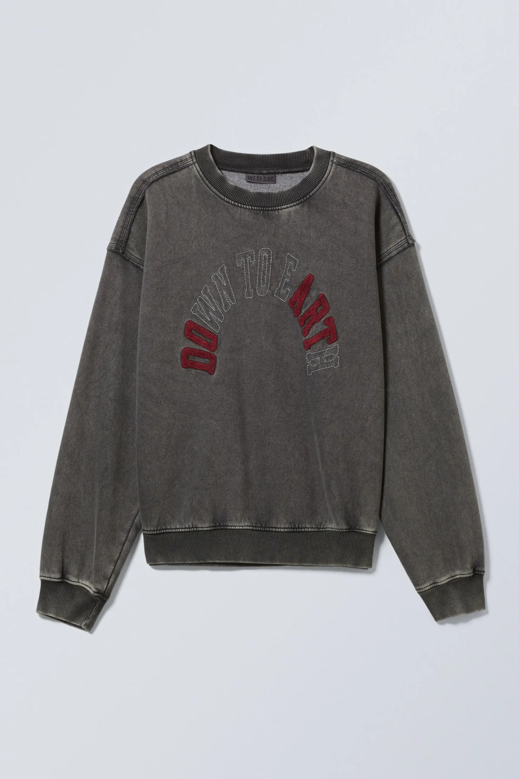 Weekday LOOSE GRAPHIC SWEATSHIRT washed black down to earth Flash Sale