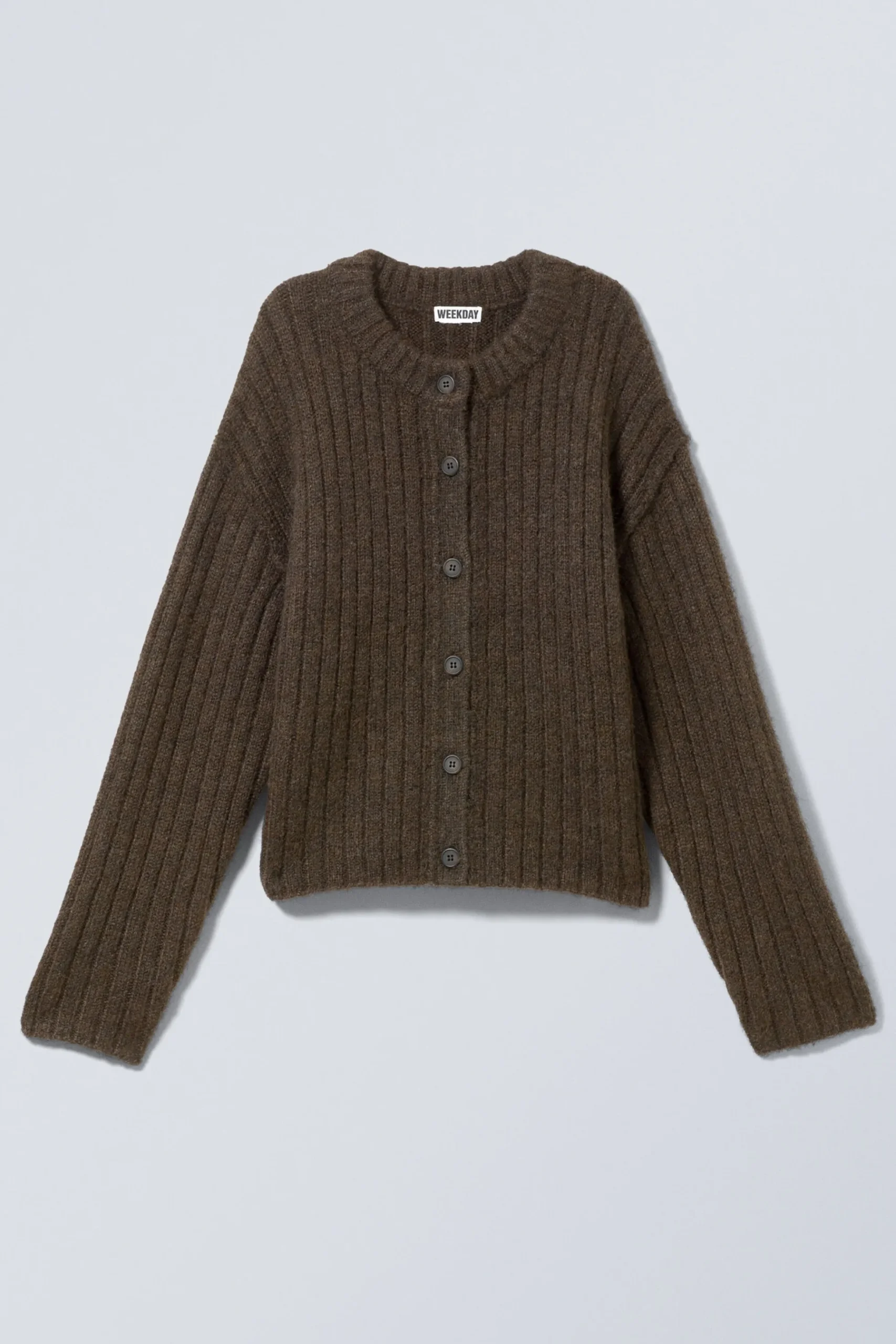 Weekday LOOSE KNITTED CARDIGAN dark brown melange Cheap