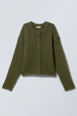 Weekday LOOSE KNITTED CARDIGAN dark khaki green Sale