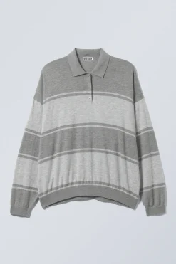 Weekday LOOSE KNITTED PIQUE SWEATER grey stripe Fashion