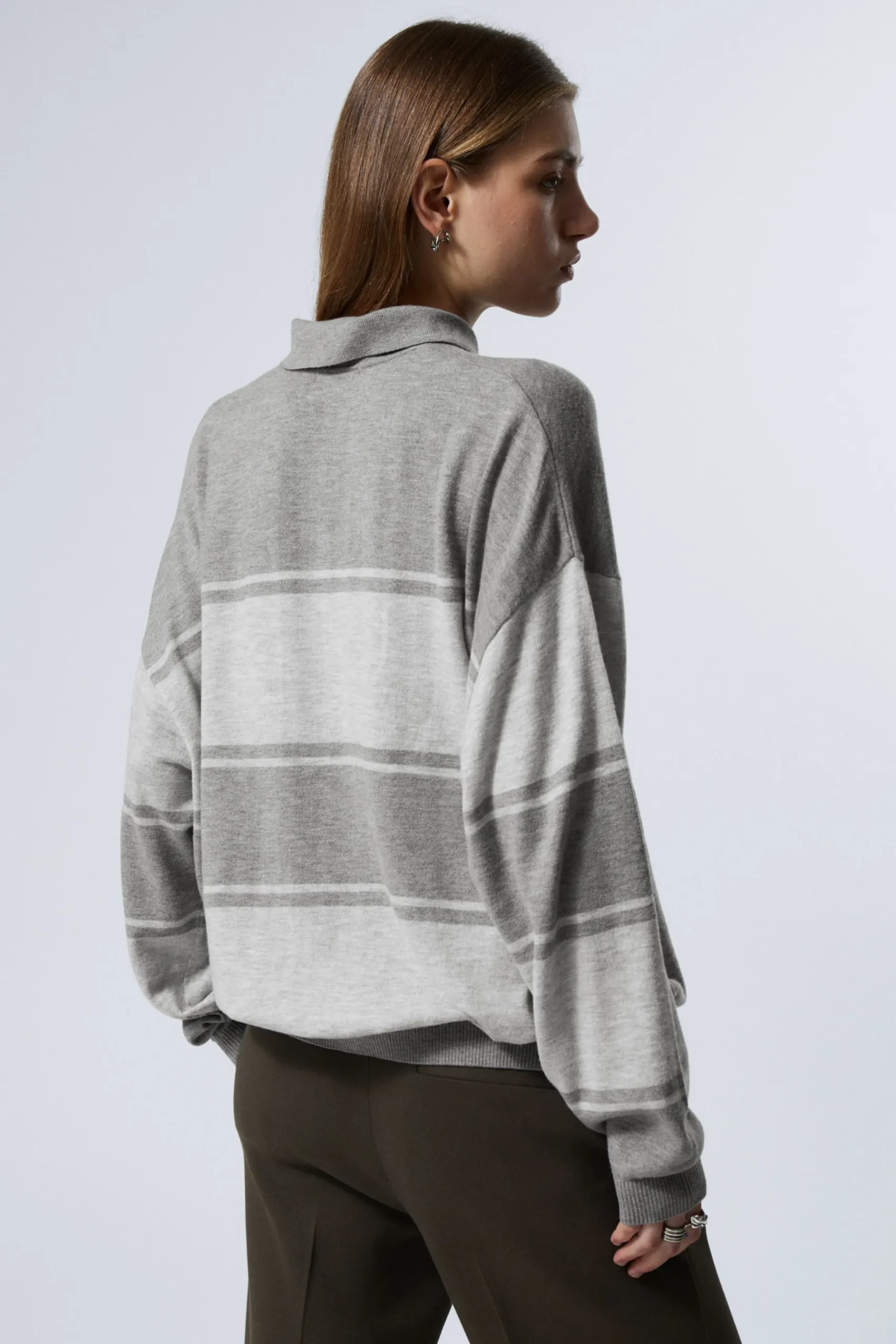 Weekday LOOSE KNITTED PIQUE SWEATER grey stripe Fashion
