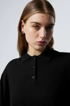 Weekday LOOSE KNITTED PIQUE SWEATER black Fashion