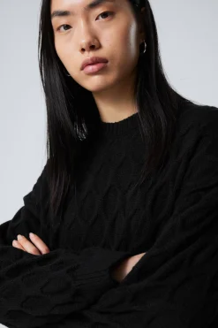 Weekday LOOSE KNITTED STRUCTURE SWEATER black Fashion