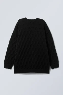 Weekday LOOSE KNITTED STRUCTURE SWEATER black Fashion