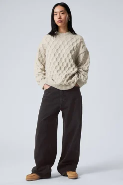 Weekday LOOSE KNITTED STRUCTURE SWEATER light mole Best