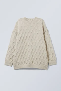 Weekday LOOSE KNITTED STRUCTURE SWEATER light mole Best