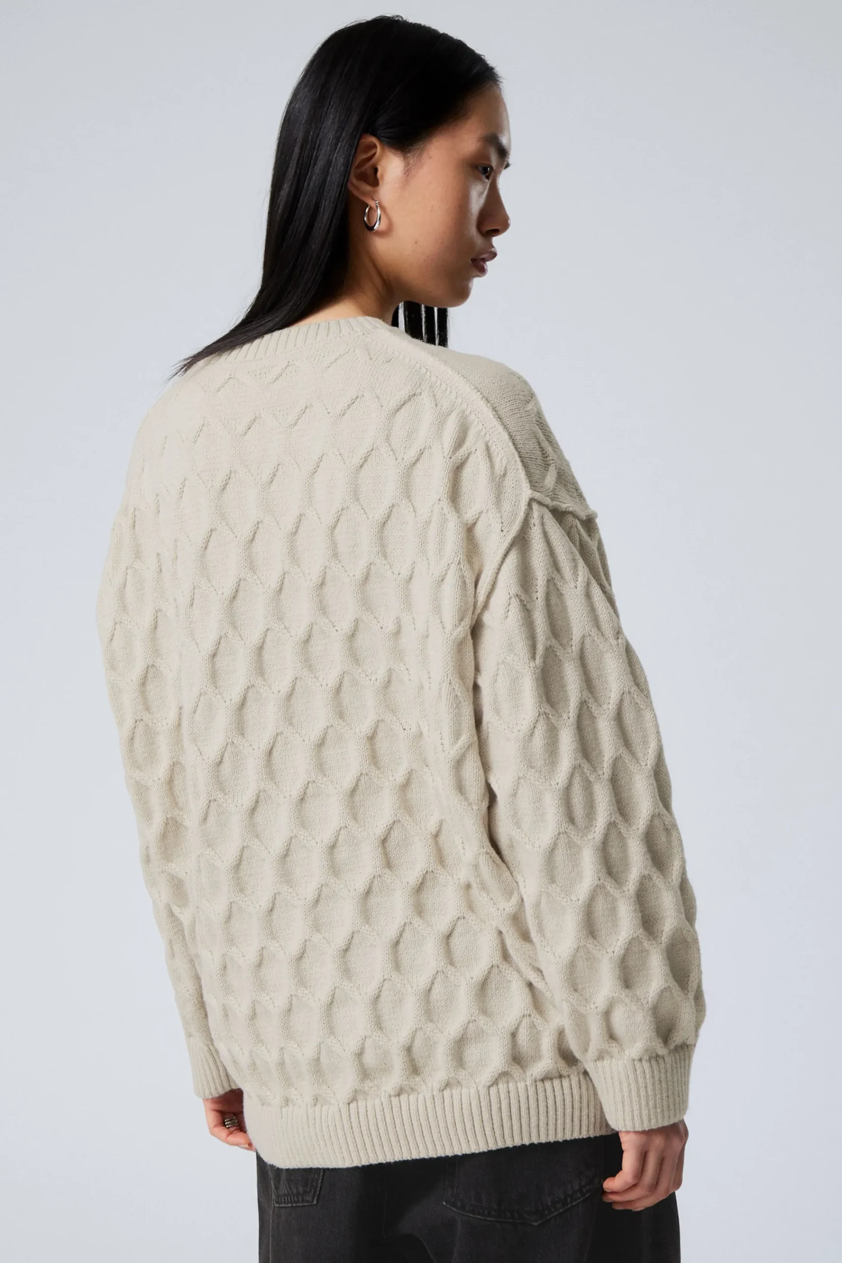 Weekday LOOSE KNITTED STRUCTURE SWEATER light mole Best