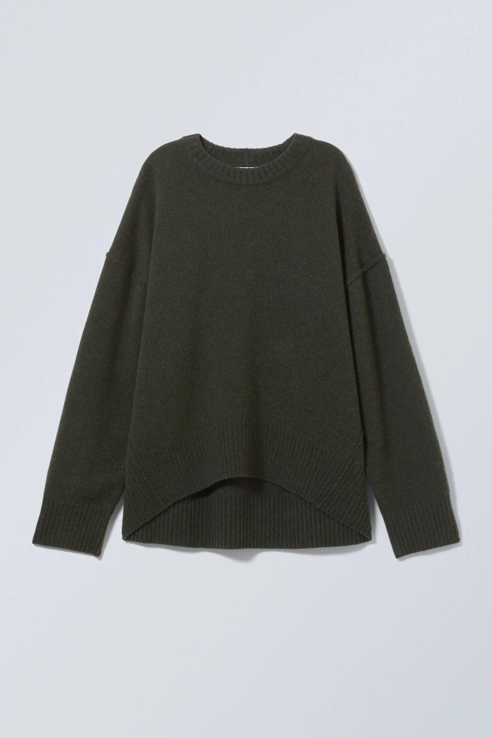 Weekday LOOSE KNITTED WOOL SWEATER dark green melange Hot
