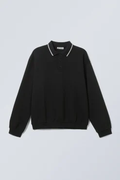 Weekday LOOSE POLO SWEATSHIRT black Best Sale