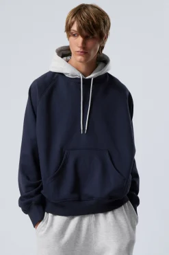 Weekday LOOSE RAGLAN HOODIE dark blue/grey Best Sale