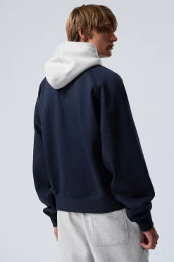 Weekday LOOSE RAGLAN HOODIE dark blue/grey Best Sale