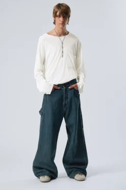 Weekday LOOSE REGULAR WAIST WIDE CARPENTER JEANS petrol blue Best Sale