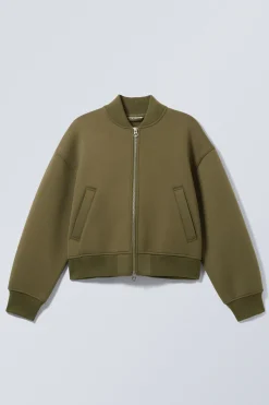 Weekday LOOSE SCUBA BOMBER JACKET khaki green Flash Sale