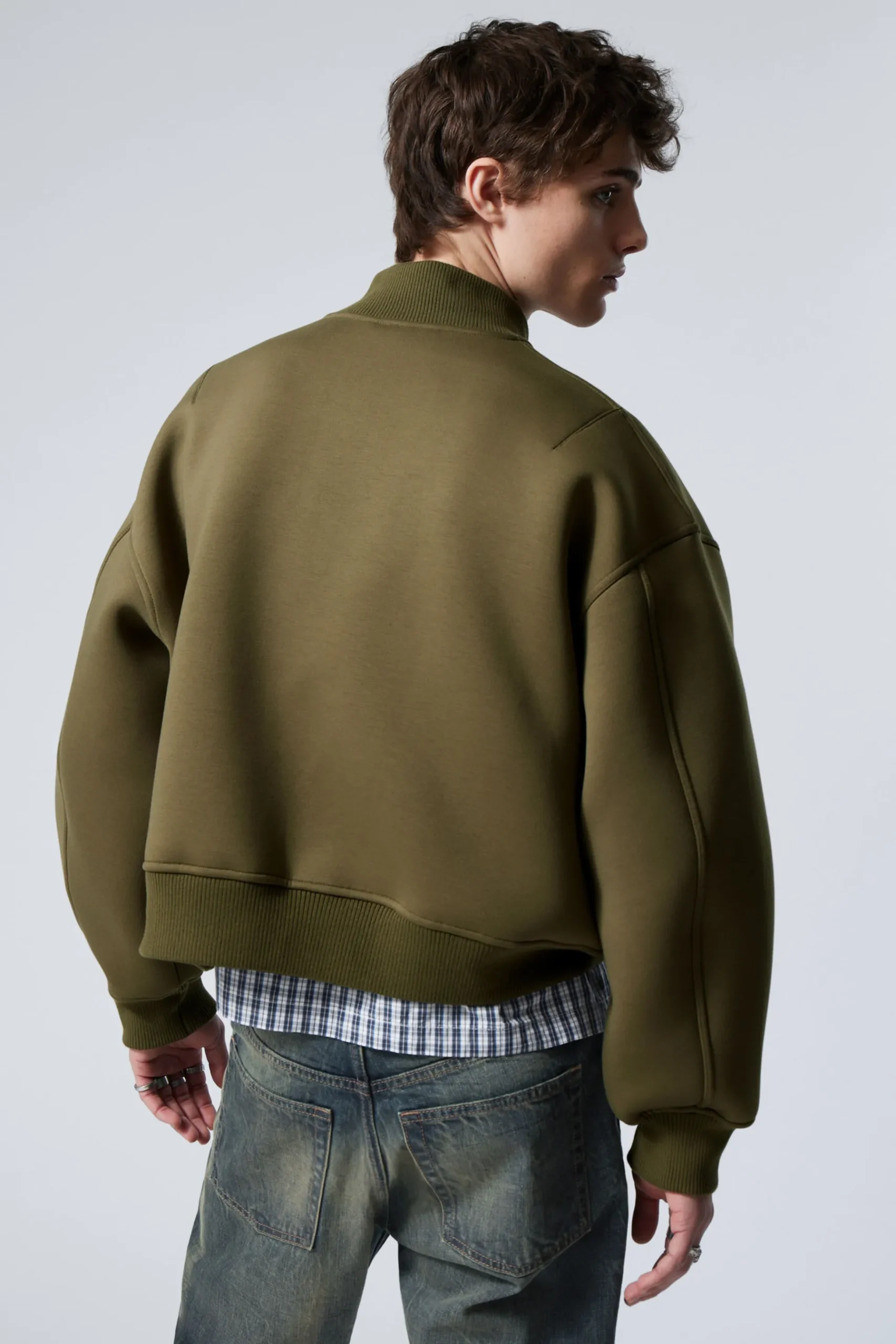Weekday LOOSE SCUBA BOMBER JACKET khaki green Flash Sale