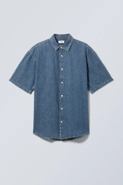 Weekday LOOSE SHORT SLEEVE DENIM SHIRT blue Cheap