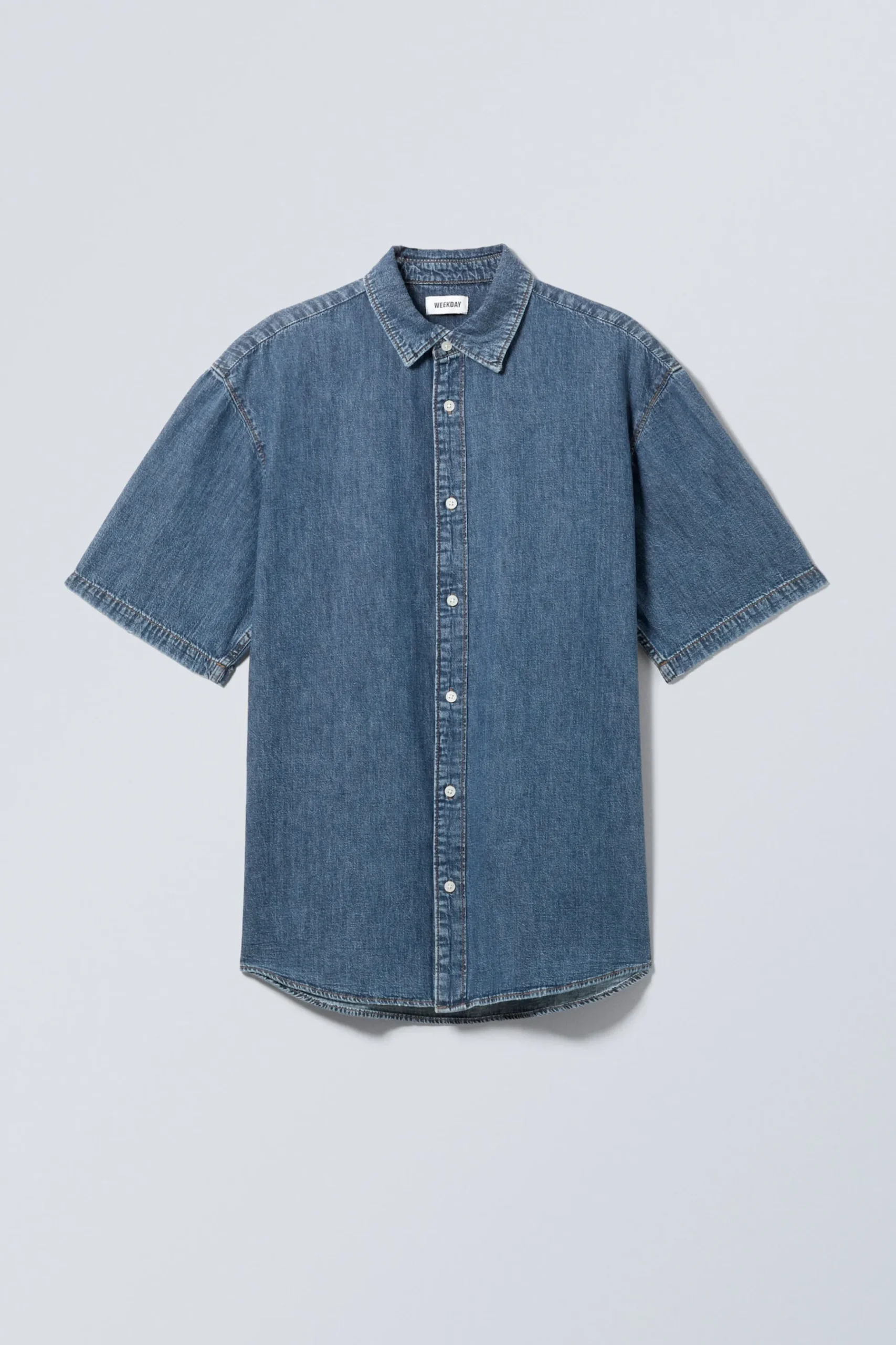 Weekday LOOSE SHORT SLEEVE DENIM SHIRT blue Cheap