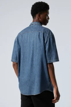 Weekday LOOSE SHORT SLEEVE DENIM SHIRT blue Cheap
