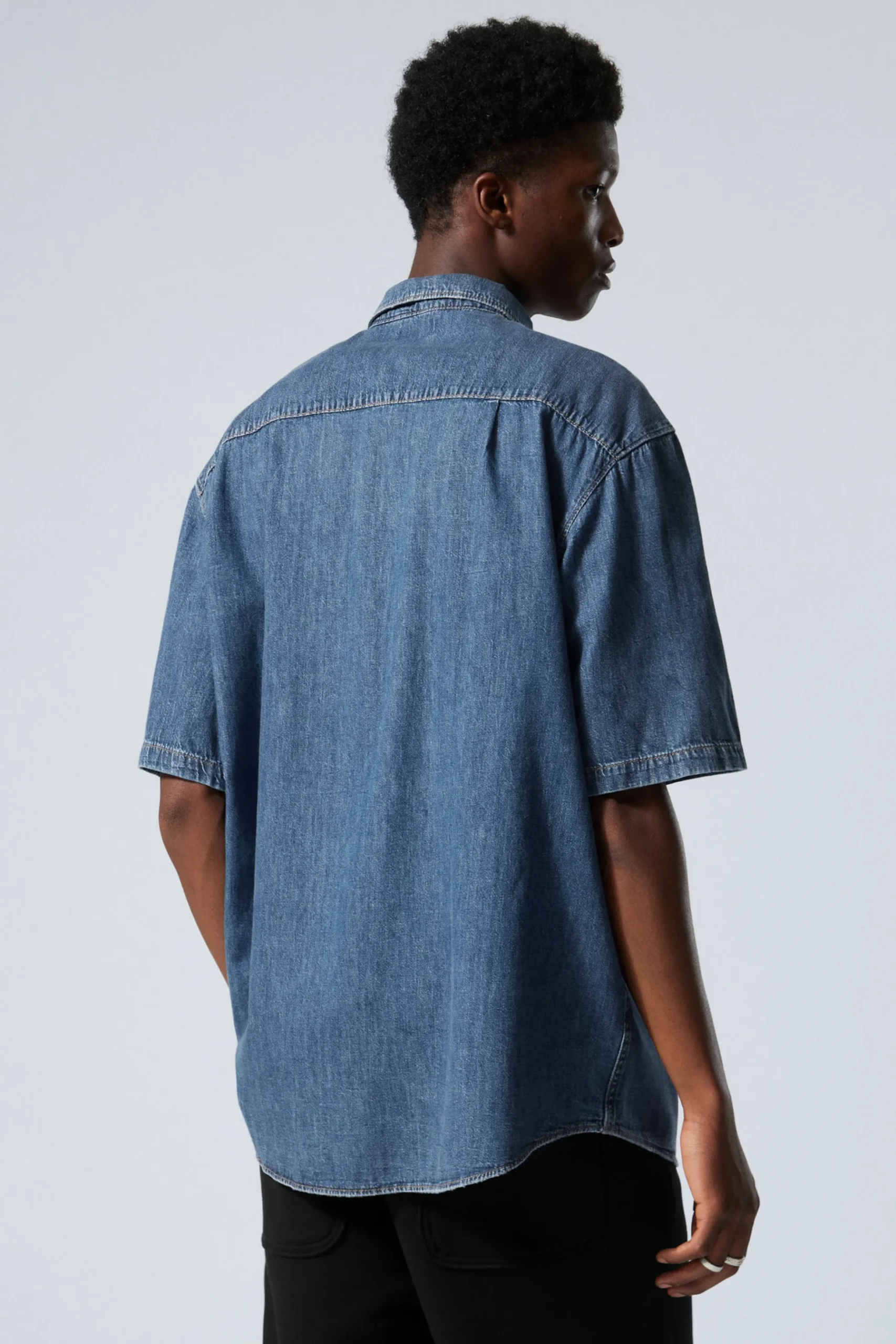 Weekday LOOSE SHORT SLEEVE DENIM SHIRT blue Cheap