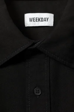 Weekday LOOSE SHORT SLEEVE DENIM SHIRT black rinse Store