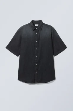 Weekday LOOSE SHORT SLEEVE DENIM SHIRT blue touch Hot
